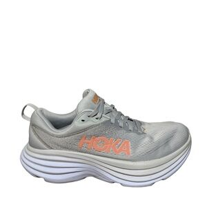 HOKA Women's Bondi 8 wide Gray and Orange Running Shoes size 8D